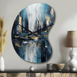 Gold And Blue Urban Elegance III - Asymmetric Metal Wall Clock