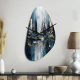 Gold And Blue Urban Elegance III - Asymmetric Metal Wall Clock