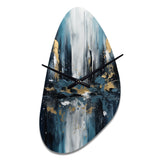 Gold And Blue Urban Elegance III - Asymmetric Metal Wall Clock