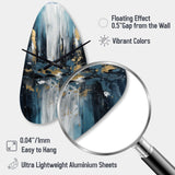 Gold And Blue Urban Elegance III - Asymmetric Metal Wall Clock