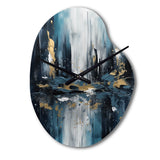 Gold And Blue Urban Elegance III - Asymmetric Metal Wall Clock