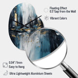 Gold And Blue Urban Elegance III - Asymmetric Metal Wall Clock