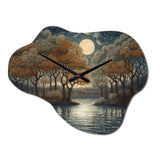 Blue And Brown Drama Of A Stormy Night City - Asymmetric Metal Wall Clock