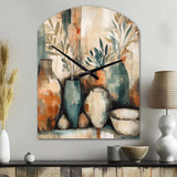 Orange And Green Channeling Bohemian Vibes - Asymmetric Metal Wall Clock