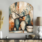 Orange And Green Channeling Bohemian Vibes - Asymmetric Metal Wall Clock