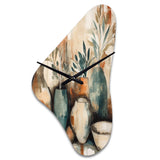Orange And Green Channeling Bohemian Vibes - Asymmetric Metal Wall Clock