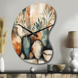 Orange And Green Channeling Bohemian Vibes - Asymmetric Metal Wall Clock