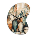 Orange And Green Channeling Bohemian Vibes - Asymmetric Metal Wall Clock