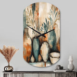 Orange And Green Channeling Bohemian Vibes - Asymmetric Metal Wall Clock