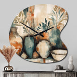 Orange And Green Channeling Bohemian Vibes - Asymmetric Metal Wall Clock