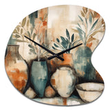 Orange And Green Channeling Bohemian Vibes - Asymmetric Metal Wall Clock