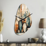 Orange And Green Channeling Bohemian Vibes - Asymmetric Metal Wall Clock