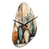 Orange And Green Channeling Bohemian Vibes - Asymmetric Metal Wall Clock