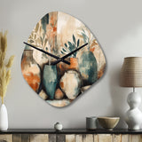 Orange And Green Channeling Bohemian Vibes - Asymmetric Metal Wall Clock