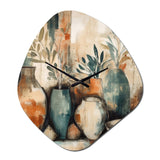 Orange And Green Channeling Bohemian Vibes - Asymmetric Metal Wall Clock