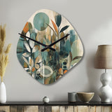 Orange And Green Abstract Bohemia III - Asymmetric Metal Wall Clock