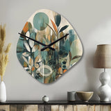 Orange And Green Abstract Bohemia III - Asymmetric Metal Wall Clock