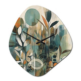 Orange And Green Abstract Bohemia III - Asymmetric Metal Wall Clock