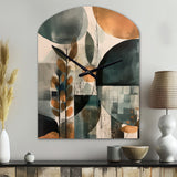 Green And Brown Artistic Liberation II - Asymmetric Metal Wall Clock