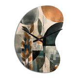 Green And Brown Artistic Liberation II - Asymmetric Metal Wall Clock