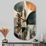 Green And Brown Artistic Liberation II - Asymmetric Metal Wall Clock