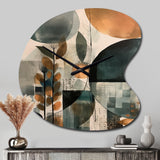 Green And Brown Artistic Liberation II - Asymmetric Metal Wall Clock
