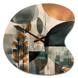 Green And Brown Artistic Liberation II - Asymmetric Metal Wall Clock