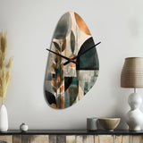 Green And Brown Artistic Liberation II - Asymmetric Metal Wall Clock