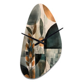 Green And Brown Artistic Liberation II - Asymmetric Metal Wall Clock