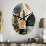Green And Brown Artistic Liberation II - Asymmetric Metal Wall Clock