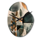 Green And Brown Artistic Liberation II - Asymmetric Metal Wall Clock