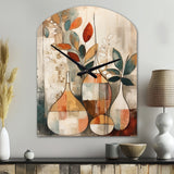 Green And Beige Channeling Bohemian Vibes - Asymmetric Metal Wall Clock