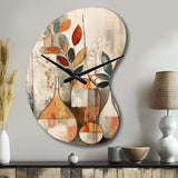 Green And Beige Channeling Bohemian Vibes - Asymmetric Metal Wall Clock