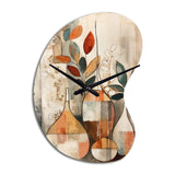 Green And Beige Channeling Bohemian Vibes - Asymmetric Metal Wall Clock