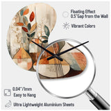 Green And Beige Channeling Bohemian Vibes - Asymmetric Metal Wall Clock
