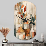 Green And Beige Channeling Bohemian Vibes - Asymmetric Metal Wall Clock