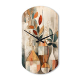Green And Beige Channeling Bohemian Vibes - Asymmetric Metal Wall Clock