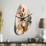 Green And Beige Channeling Bohemian Vibes - Asymmetric Metal Wall Clock