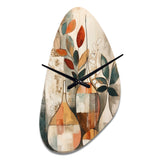 Green And Beige Channeling Bohemian Vibes - Asymmetric Metal Wall Clock