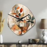 Green And Beige Channeling Bohemian Vibes - Asymmetric Metal Wall Clock