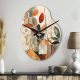Green And Beige Channeling Bohemian Vibes - Asymmetric Metal Wall Clock