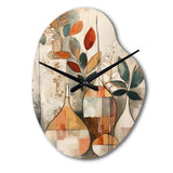 Green And Beige Channeling Bohemian Vibes - Asymmetric Metal Wall Clock