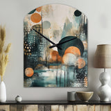 Green And Brown Artistic Liberation III - Asymmetric Metal Wall Clock