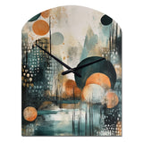 Green And Brown Artistic Liberation III - Asymmetric Metal Wall Clock