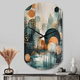 Green And Brown Artistic Liberation III - Asymmetric Metal Wall Clock