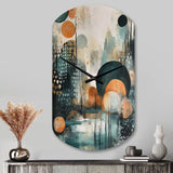 Green And Brown Artistic Liberation III - Asymmetric Metal Wall Clock