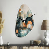 Green And Brown Artistic Liberation III - Asymmetric Metal Wall Clock
