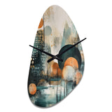 Green And Brown Artistic Liberation III - Asymmetric Metal Wall Clock