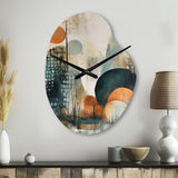 Green And Brown Artistic Liberation III - Asymmetric Metal Wall Clock