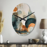 Green And Brown Artistic Liberation III - Asymmetric Metal Wall Clock